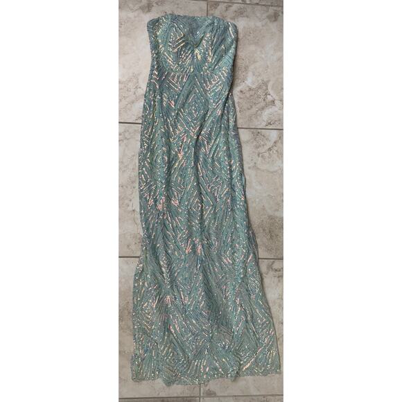 Speechless 9 embellished strapless formal evening gown light sage green NWOT - Picture 11 of 12